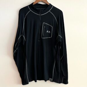 Kuiu Nuyarn Merino Wool 1/2 Zip Black Base Layer Long Sleeve Shirt XXL